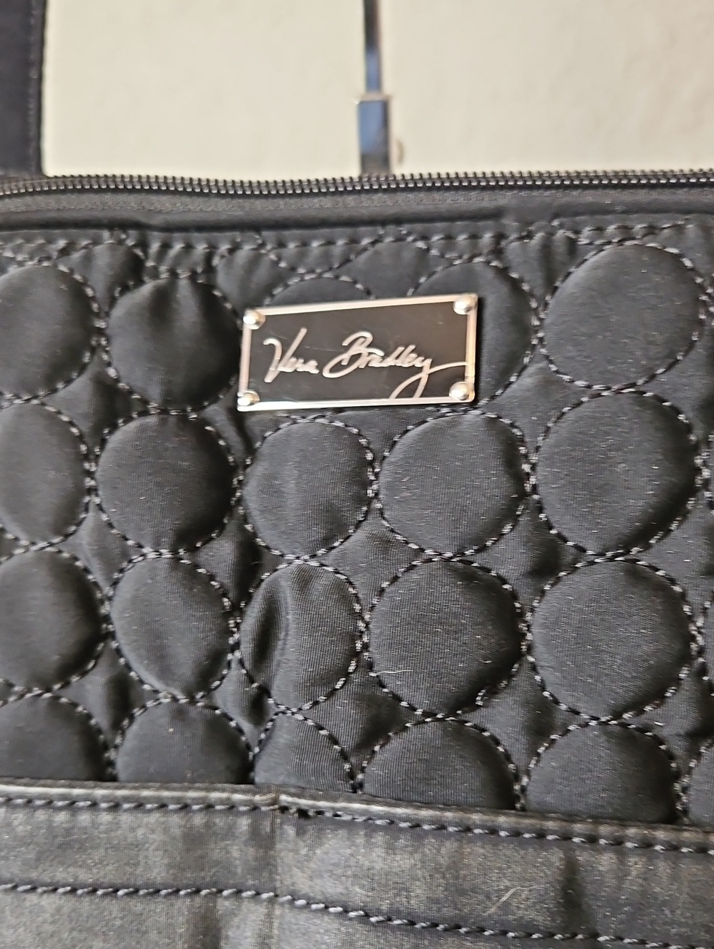 Vera Bradley Black Quilted Plastic Lined Diaper Bag/Tote Bag, Microfiber - Picture 2 of 11